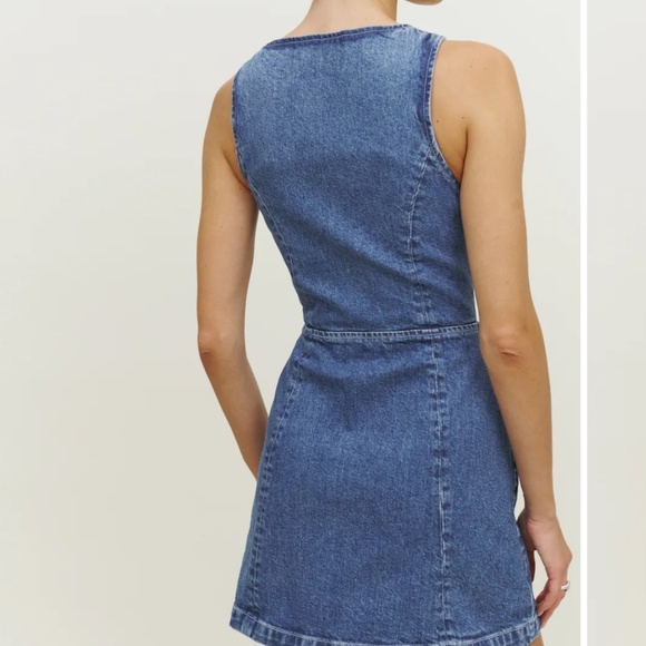 Reformation Dionne Denim Mini Dress Montana - Size 8 - Picture 2 of 3
